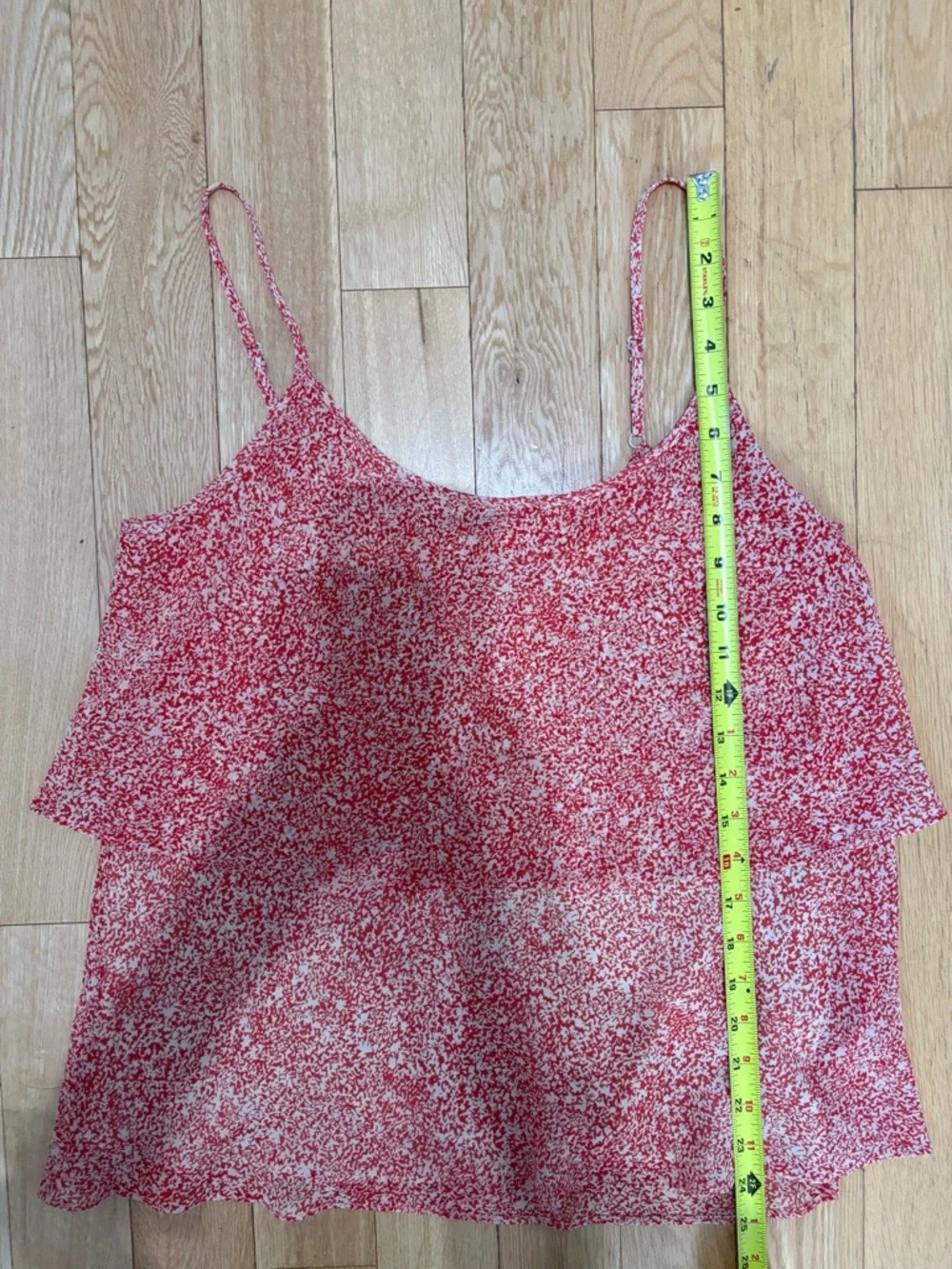 Cabi PAPRIKA Tiered Chiffon Cami Tank Top | Red Geometric Print | Size M - Picture 6 of 9